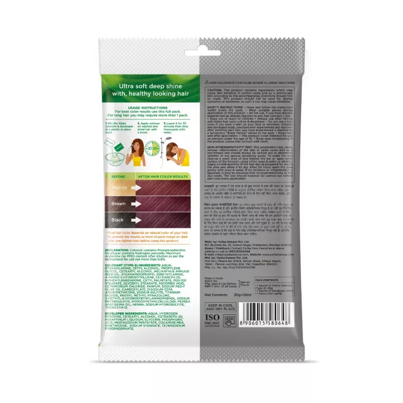 Nisha Creme Hair Color 3.16 Burgundy (Pouch Pack) (Colorant 20g + Developer 20ml) (1Pack, Pack of 6)