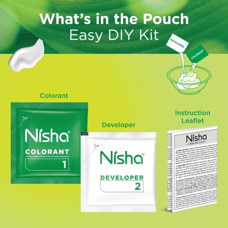 Nisha Creme Hair Color 7.0 Dark Blonde (Pouch Pack) (Colorant 20g + Developer 20ml) (1Pack, Pack of 6)