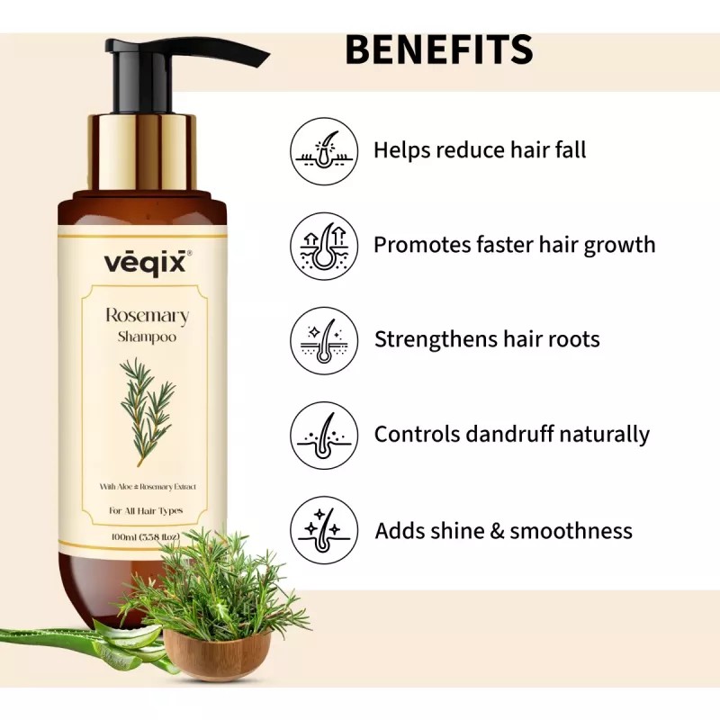 Veqix Rosemary Shampoo (100ml, Pack of 2)