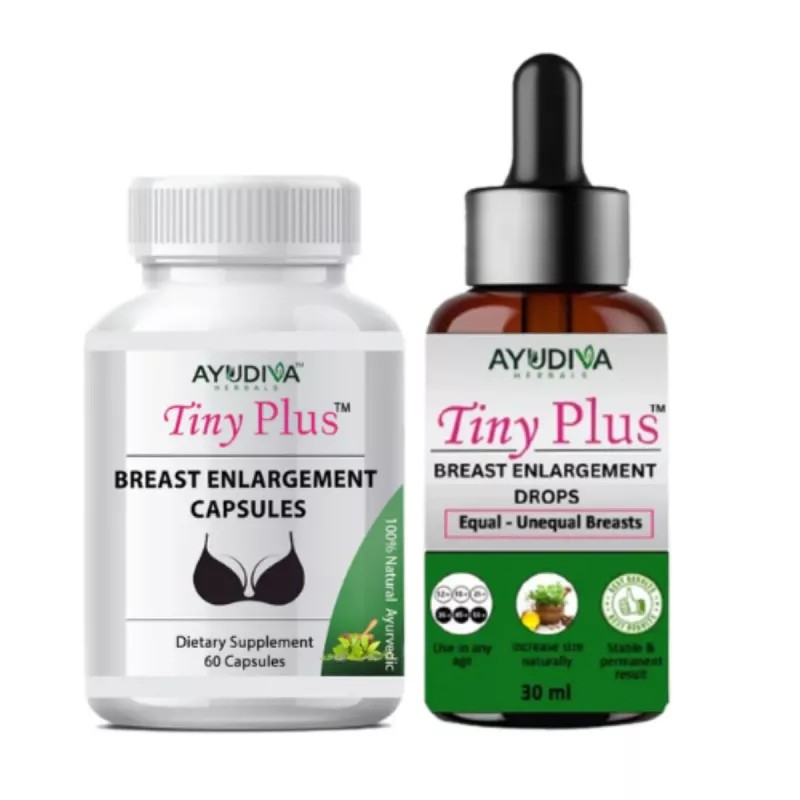 Ayudiva Herbals Breast Enlargement Capsule And Breast Enhancement Liquid Drop Combo Tiny Plus Comb (60 Capsule + Drop 30ml) (1Pack)