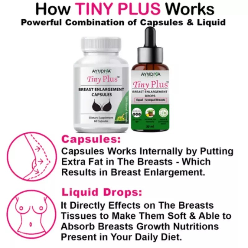 Ayudiva Herbals Breast Enlargement Capsule And Breast Enhancement Liquid Drop Combo Tiny Plus Comb (60 Capsule + Drop 30ml) (1Pack)