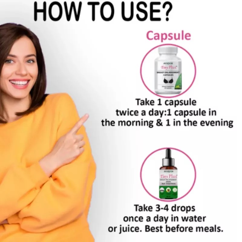 Ayudiva Herbals Breast Enlargement Capsule And Breast Enhancement Liquid Drop Combo Tiny Plus Comb (60 Capsule + Drop 30ml) (1Pack)