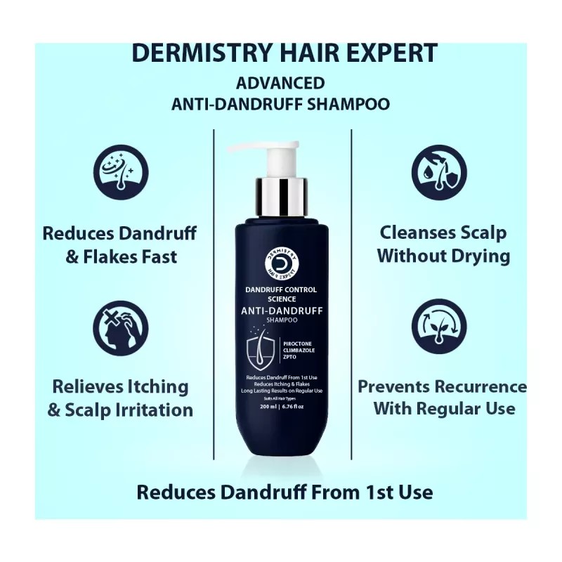 Dermistry Anti Dandruff Shampoo + Anti Dandruff Hair Mask (Shampoo 200ml + Hair Mask 200ml) (1Pack)