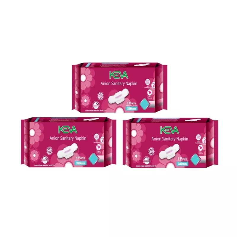 Keva Anion Sanitary Napkin 320Mm Size (8pcs, Pack of 3)