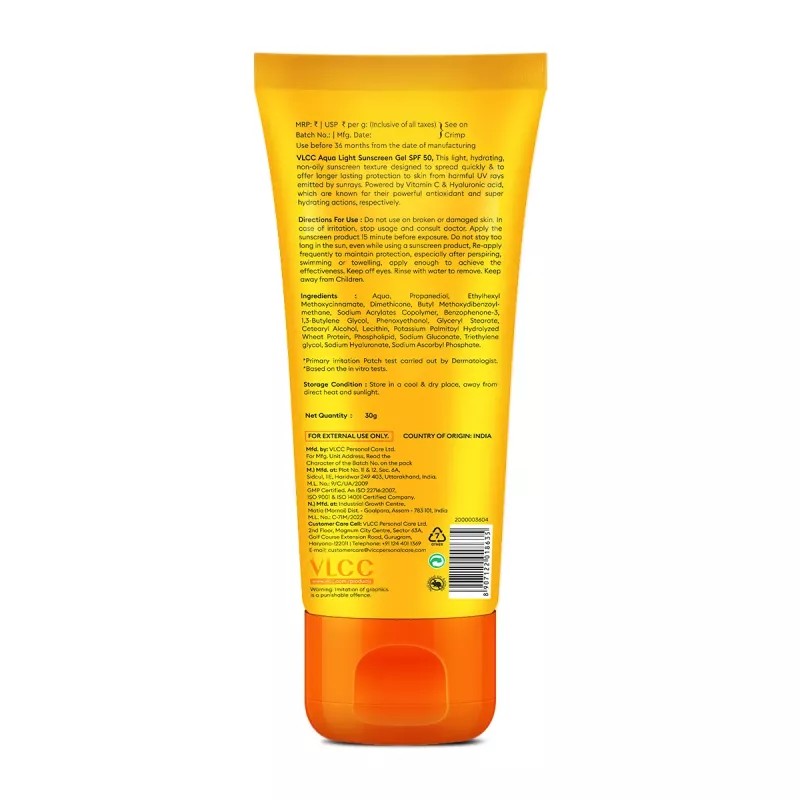 VLCC Aqua Light Sunscreen Gel SPF 50 PA++++ (30g)