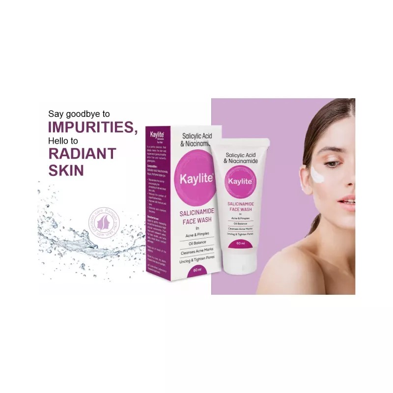 Kaylite Salicinamide Face Wash With Free Face Cream (Face Wash 60ml + Cream 15gm) (1Pack)