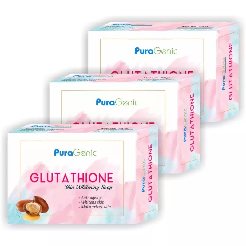 Puragenic Glutathione Skin Whitening Soap (75g, Pack of 3)