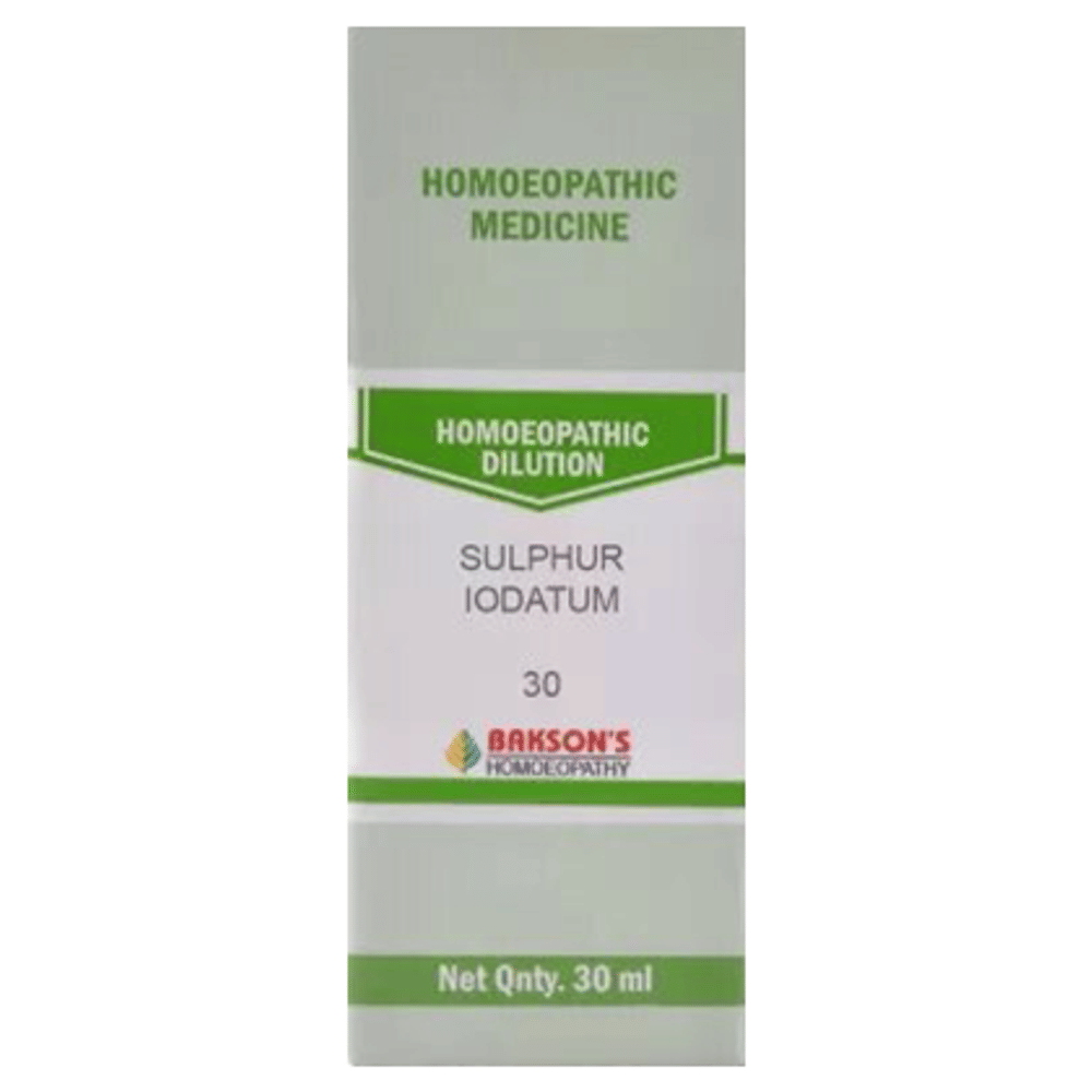 Bakson's Homeopathy Sulphur Iodatum Dilution 30 bottle of 30 ml Dilution Bakson's Homeopathy Sulphur Iodatum Dilution 30 bottle of 30 ml Dilution