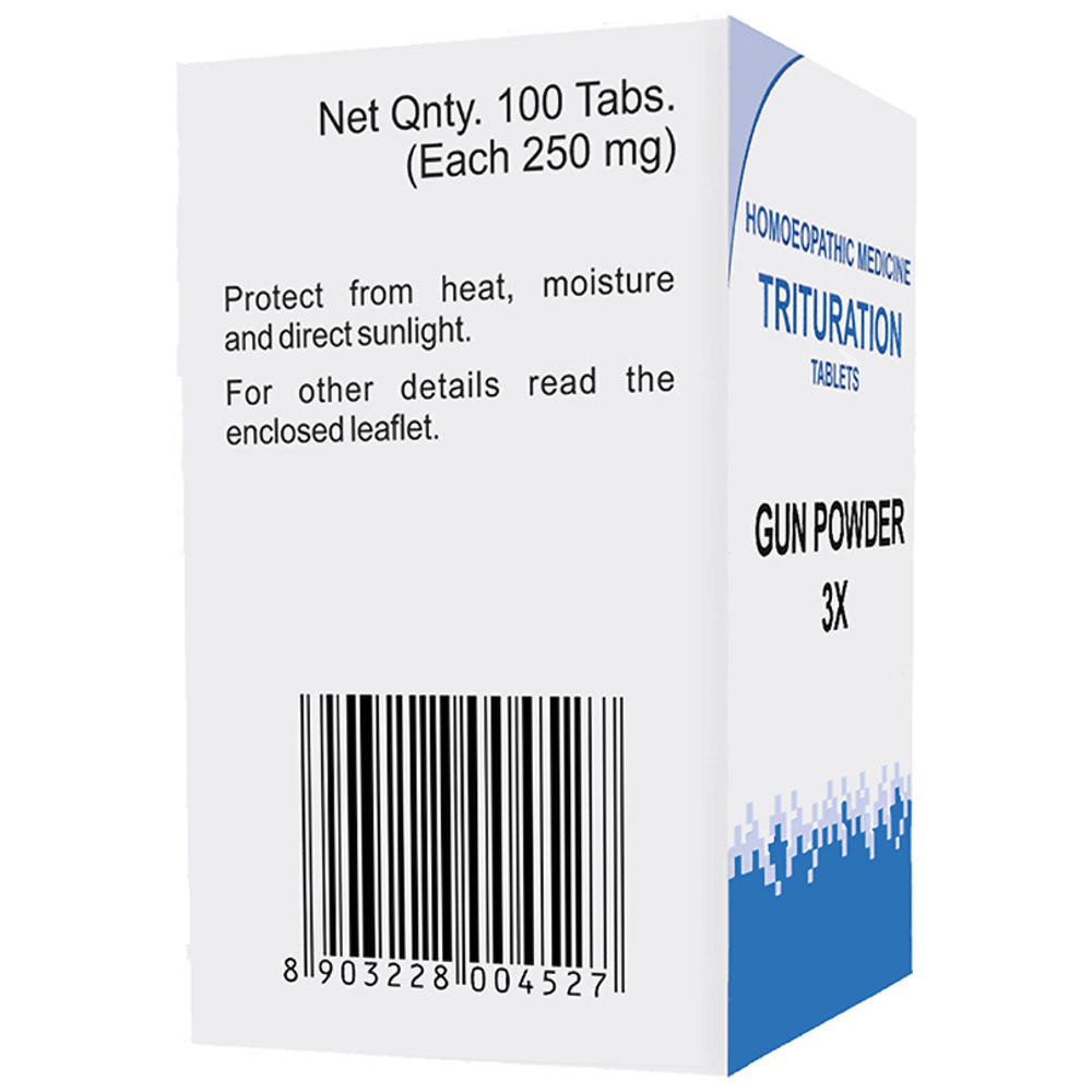 Bakson's Homeopathy Gun Powder Trituration Tablet 3X bottle of 100 trituration tablets Bakson's Homeopathy Gun Powder Trituration Tablet 3X bottle of 100 trituration tablets