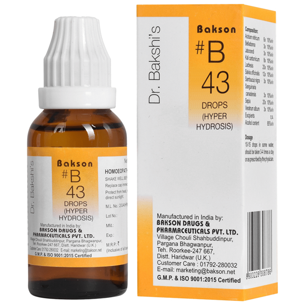 Bakson B43 Hyper Hydrosis Drop bottle of 30 ml Drop