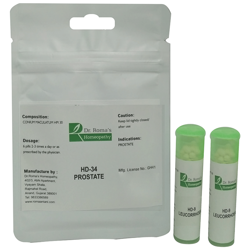 Dr. Romas Homeopathy HD-34 Prostate, 2 Bottles of 2 Dram packet of 2 bottles