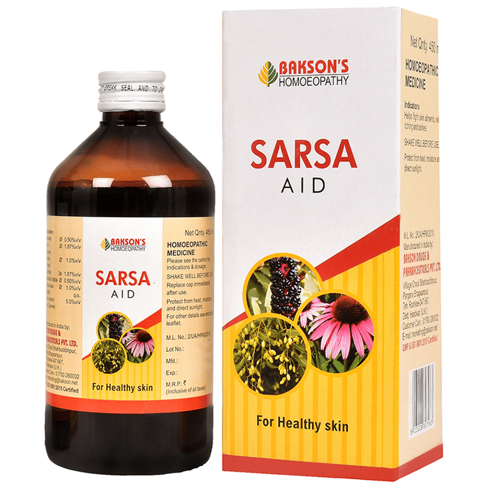 Bakson's Homeopathy Sarsa Aid Syrup bottle of 450 ml Syrup