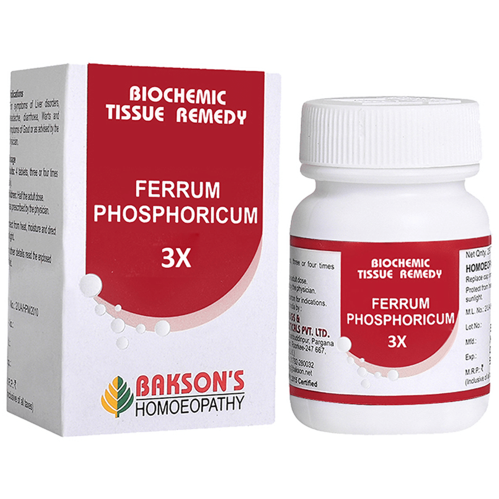 Bakson's Homeopathy Ferrum Phosphoricum Biochemic Tablet 3X bottle of 250 biochemic tablets