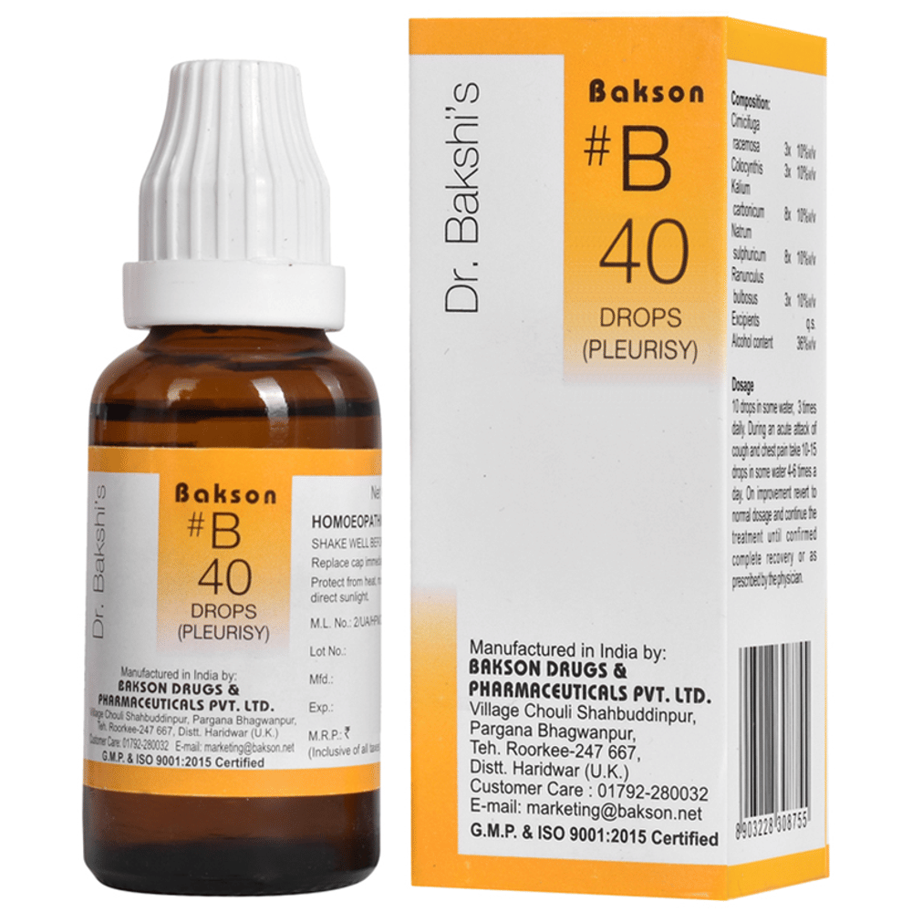Bakson B40 Pleurisy Drop bottle of 30 ml Drop