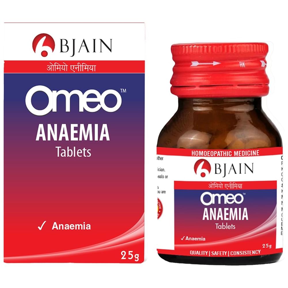 Bjain Omeo Anaemia Tablet bottle of 25 gm Tablet