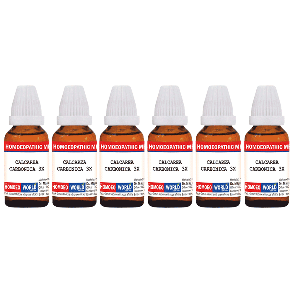 Dr. Majumder Homeo World Calcarea Carbonica Dilution (30ml Each) 3X combo pack of 6 Packs