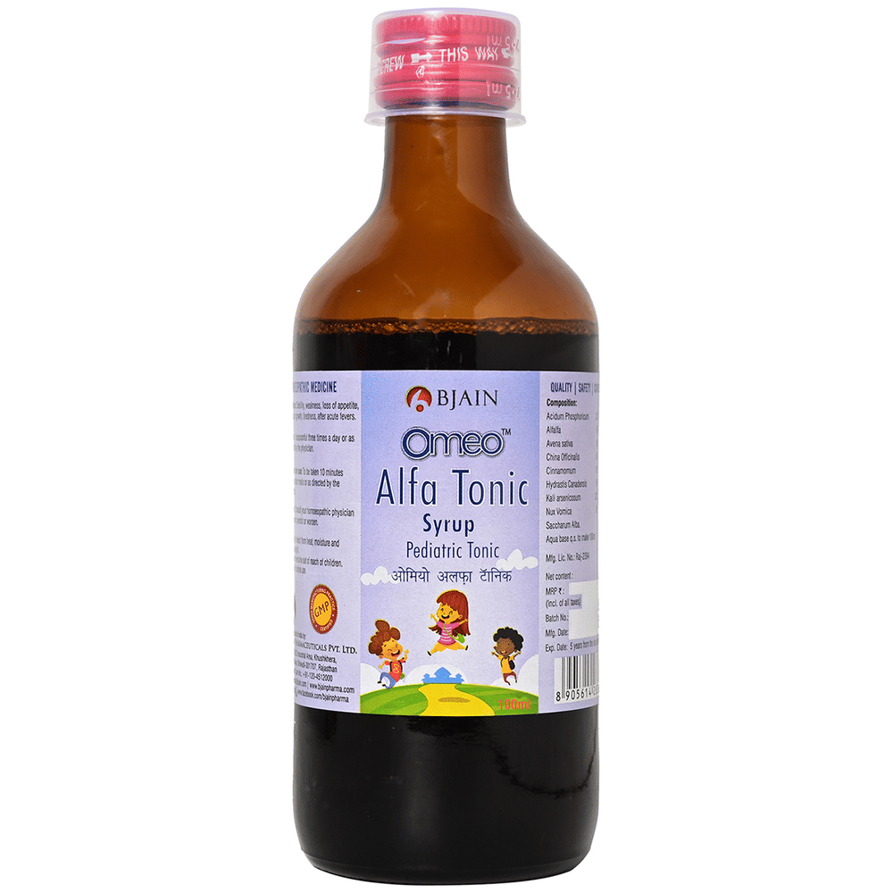 Bjain Omeo Alfa Tonic Syrup bottle of 100 ml Syrup