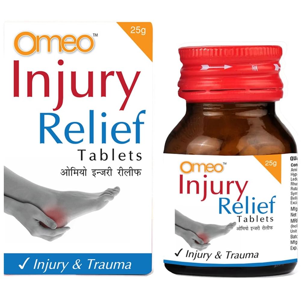 Bjain Omeo Injury Relief Tablet bottle of 25 gm Tablet