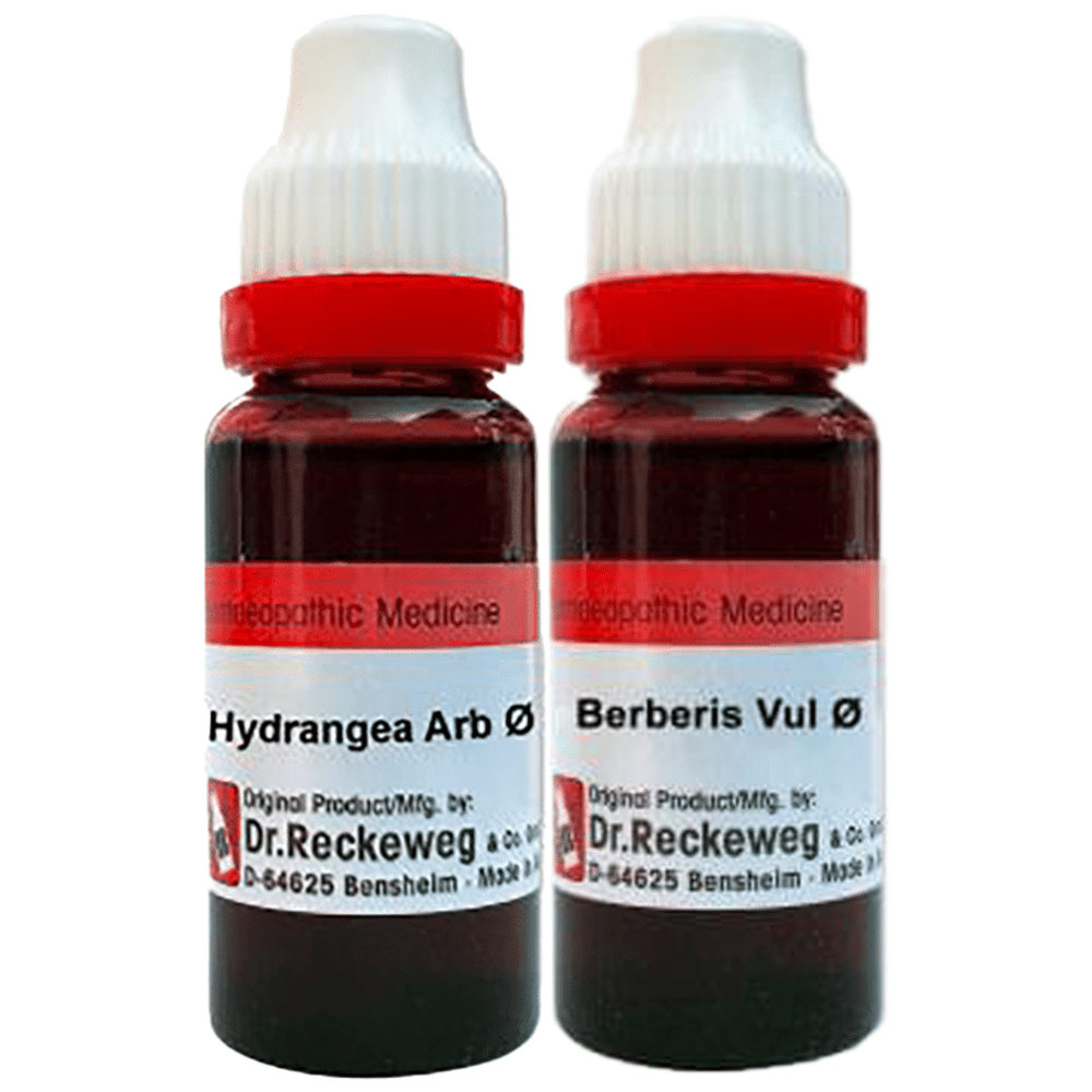 Combo Pack of Dr. Reckeweg Berberis Vul Mother Tincture Q & Dr. Reckeweg Hydrangea Mother Tincture Q (20ml Each) combo pack of 2 bottles