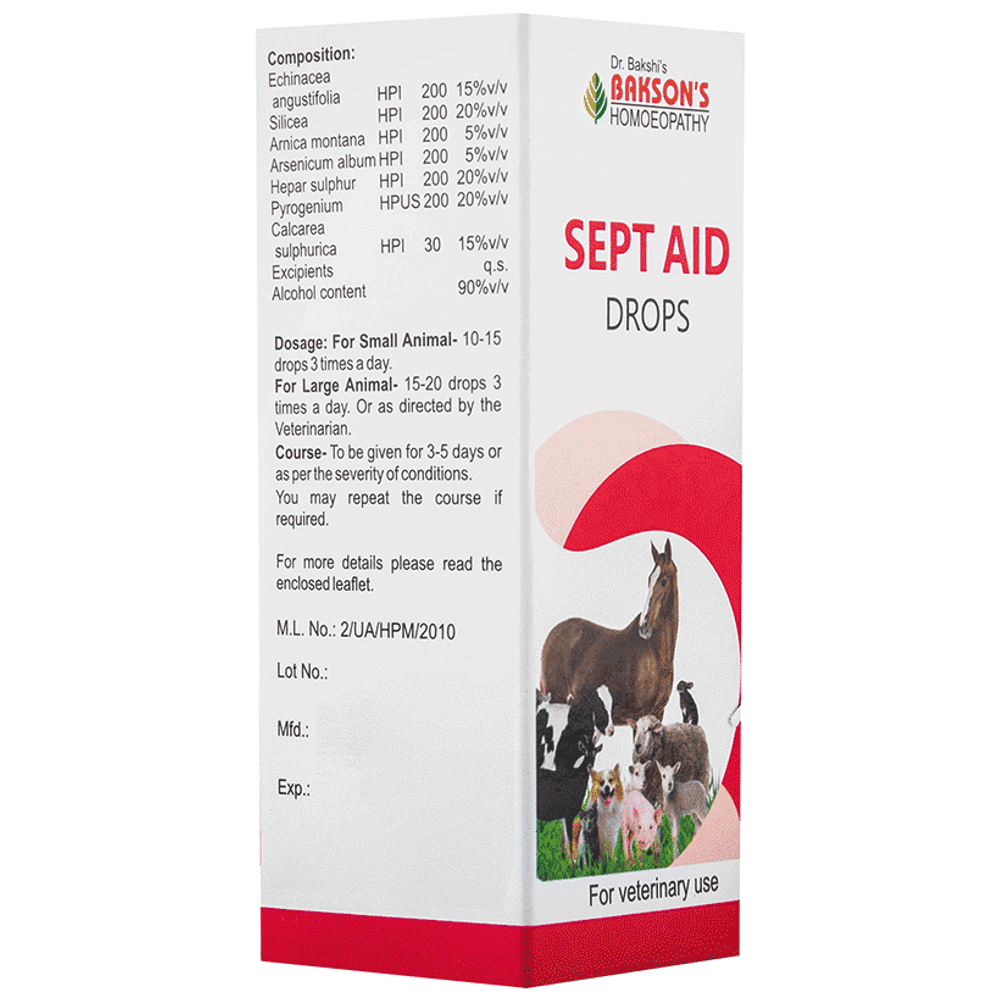 Bakson's Homeopathy Sept Aid Drop for Veterinary Use bottle of 30 ml Drop Bakson's Homeopathy Sept Aid Drop for Veterinary Use bottle of 30 ml Drop
