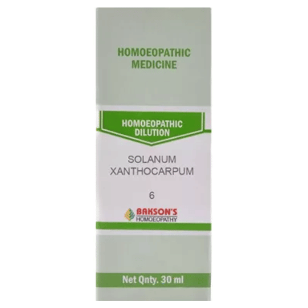 Bakson's Homeopathy Solanum Xanthocarpum Dilution 6 CH bottle of 30 ml Dilution