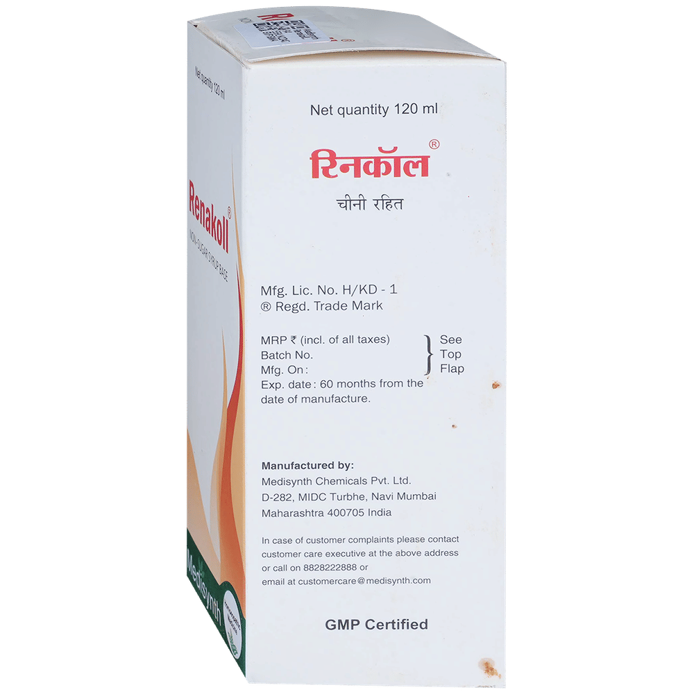 Medisynth Renakoll Non-Sugar Syrup bottle of 120 ml Syrup Medisynth Renakoll Non-Sugar Syrup bottle of 120 ml Syrup