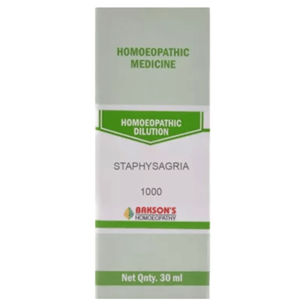 Bakson's Homeopathy Staphysagria Dilution 1000 CH bottle of 30 ml Dilution Bakson's Homeopathy Staphysagria Dilution 1000 CH bottle of 30 ml Dilution