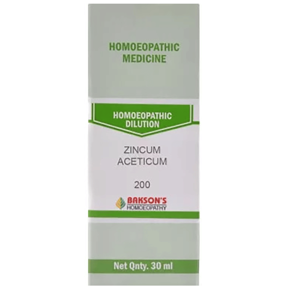 Bakson's Homeopathy Zincum Aceticum Dilution 200 bottle of 30 ml Dilution