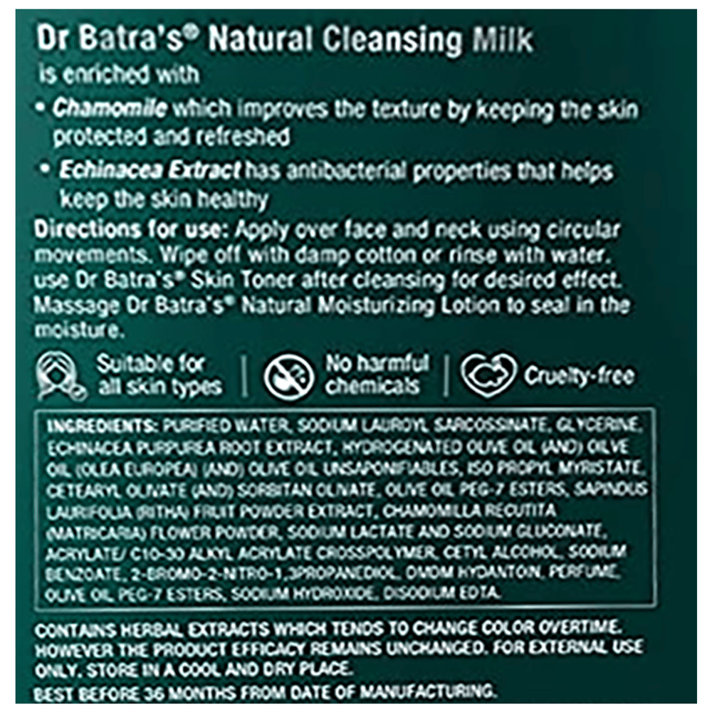 Dr Batra's Natural Cleansing Milk bottle of 100 ml Lotion