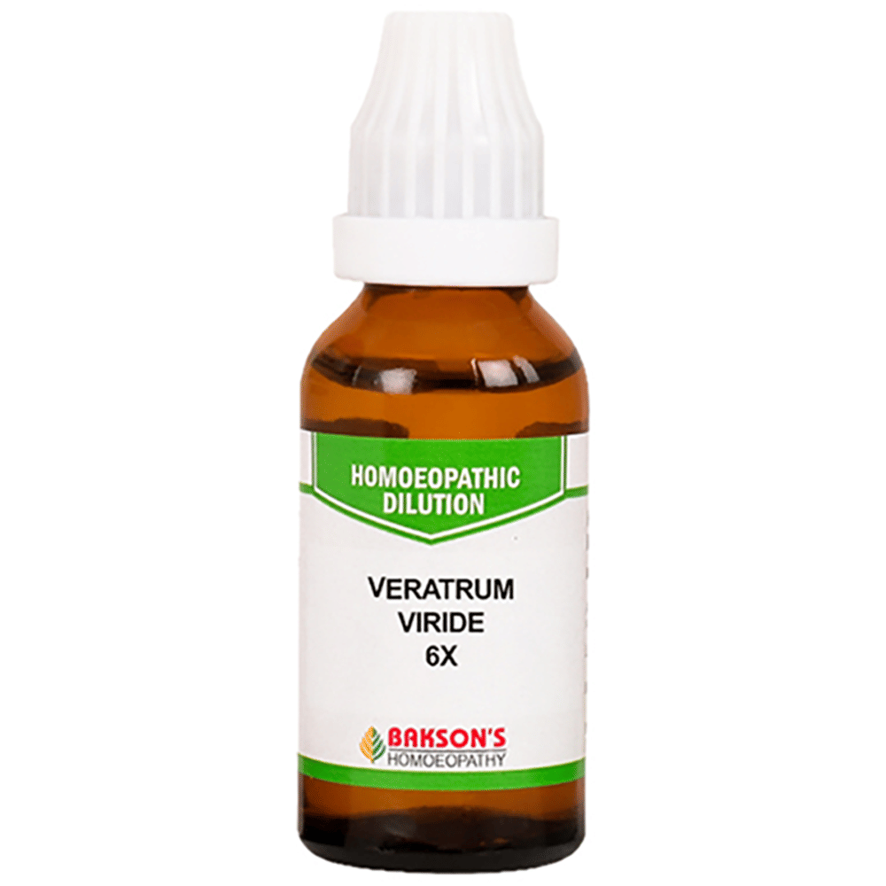 Bakson's Homeopathy Veratrum Viride Dilution 6X bottle of 30 ml Dilution Bakson's Homeopathy Veratrum Viride Dilution 6X bottle of 30 ml Dilution