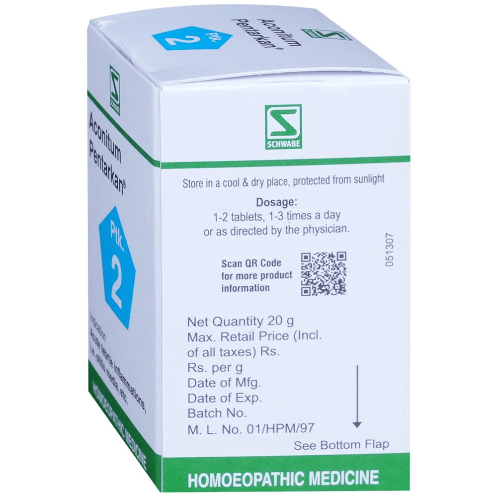 Dr Willmar Schwabe India Aconitum Pentarkan Tablet bottle of 20 gm Tablet