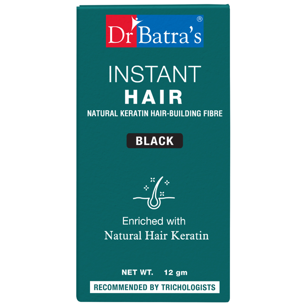Dr Batra's Instant Hair Natural Keratin Hair Building Fibre Black bottle of 12 gm Powder