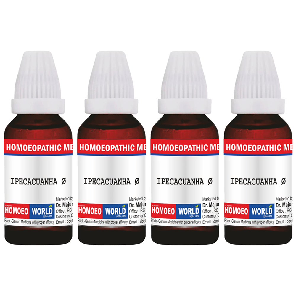 Dr. Majumder Homeo World Ipecacuanha Mother Tincture (30ml Each) Q combo pack of 4 bottles