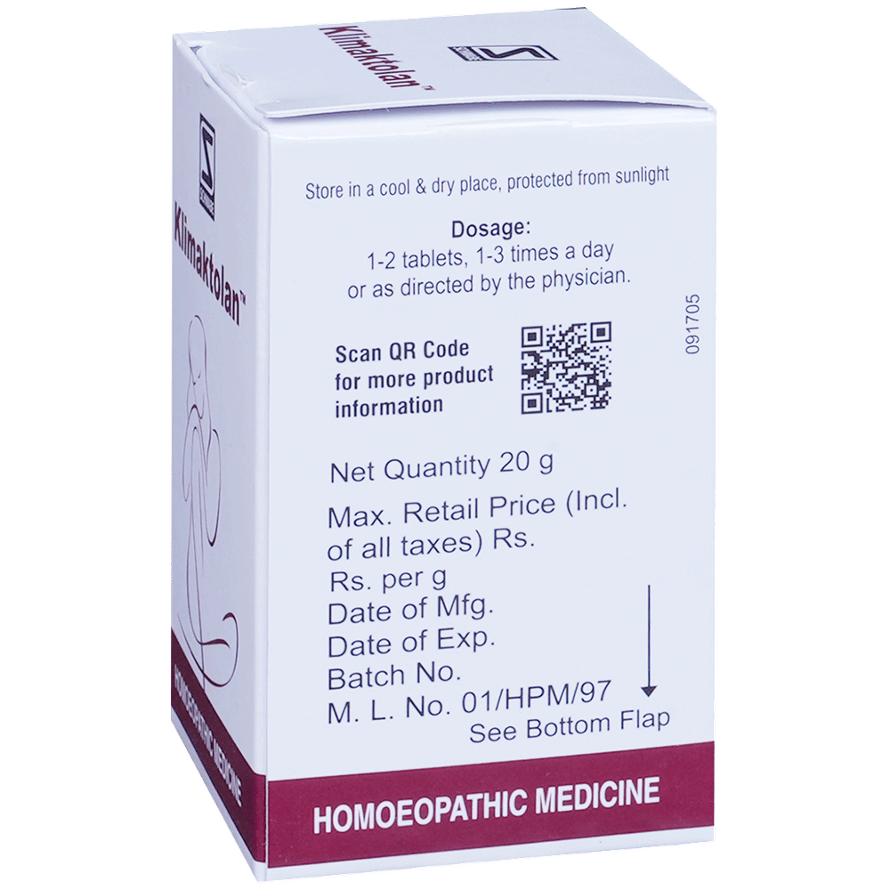 Dr Willmar Schwabe India Klimaktolan Tablet bottle of 20 gm Tablet