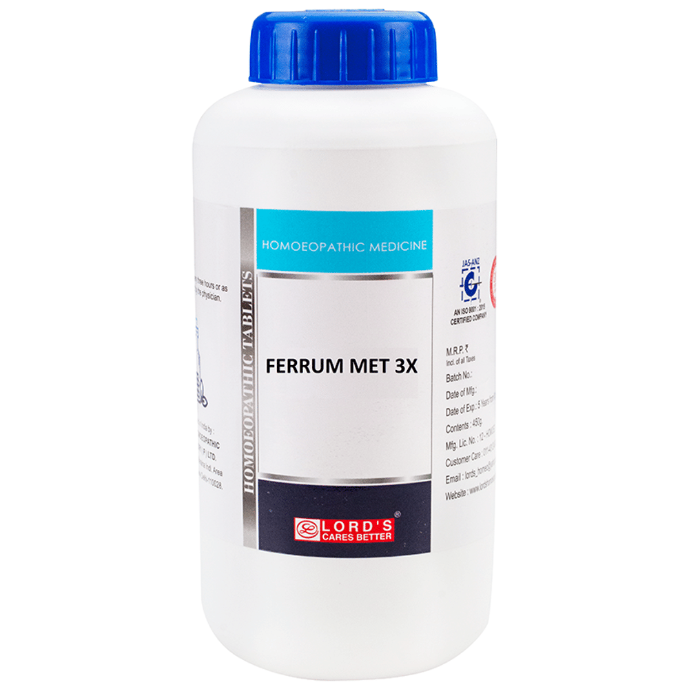 Lord's Ferrum Met Trituration Tablet 3X bottle of 450 gm Trituration Tablet Lord's Ferrum Met Trituration Tablet 3X bottle of 450 gm Trituration Tablet