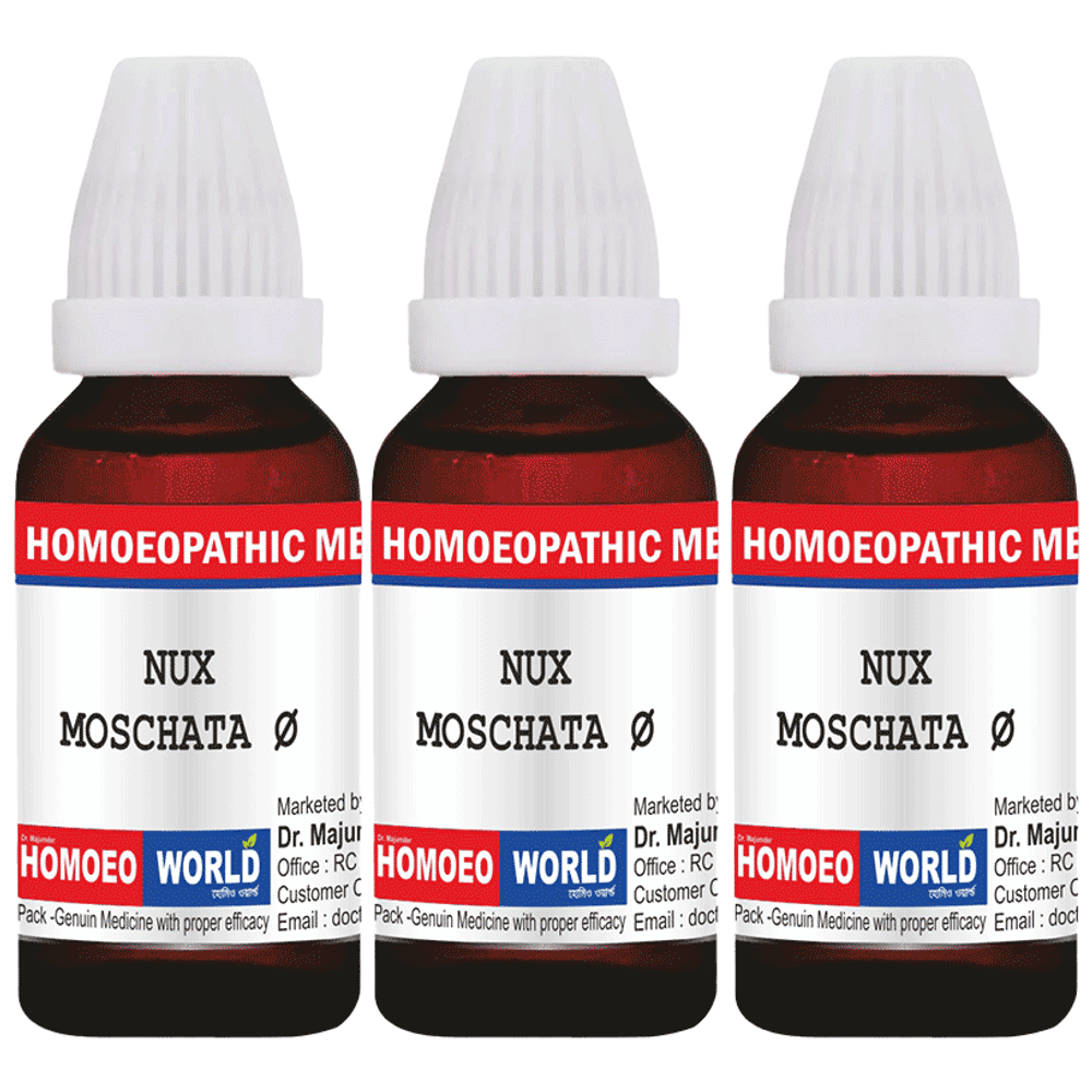 Dr. Majumder Homeo World Nux Moschata Mother Tincture (30ml Each) Q combo pack of 3 bottles