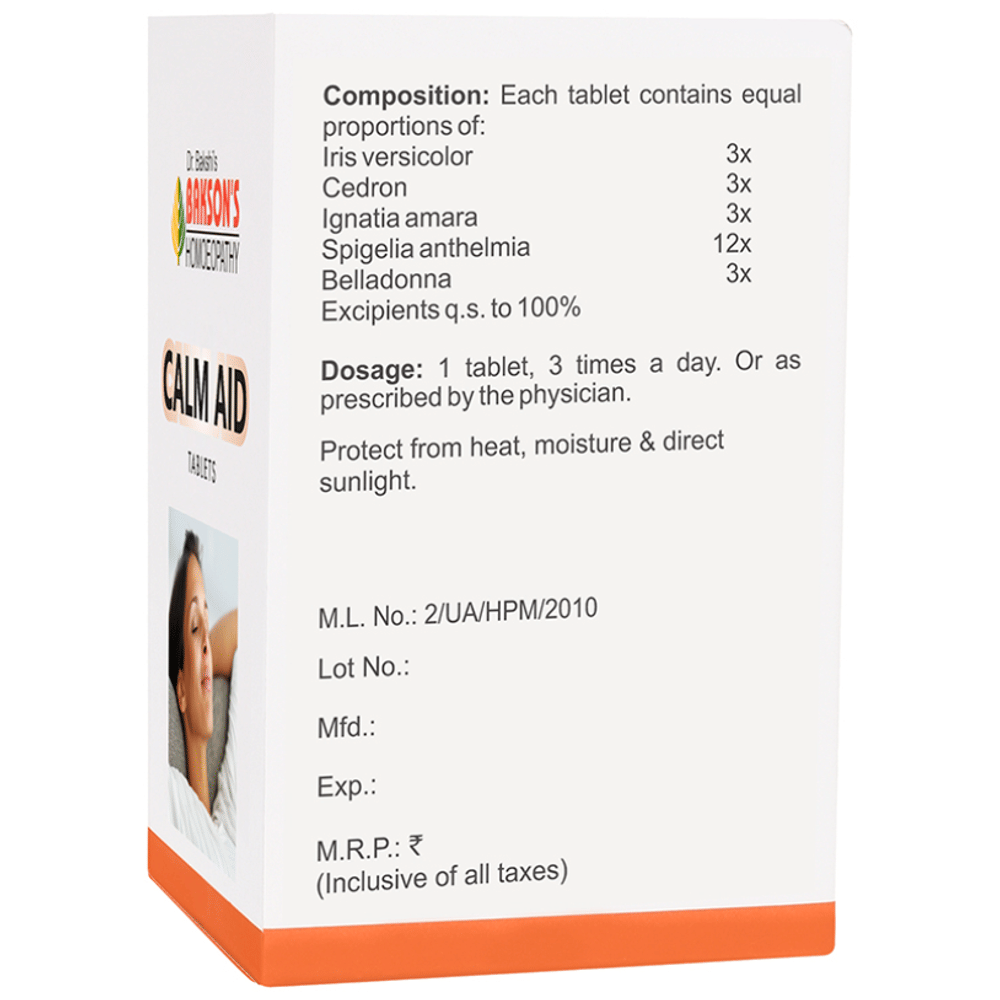 Bakson's Homeopathy Calm Aid Tablet bottle of 75 tablets Bakson's Homeopathy Calm Aid Tablet bottle of 75 tablets