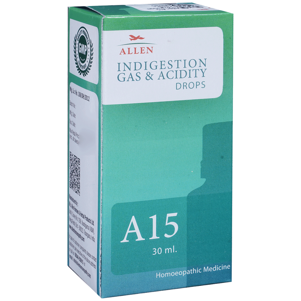 Allen A15 Indigestion Gas & Acidity Drop bottle of 30 ml Drop Allen A15 Indigestion Gas & Acidity Drop bottle of 30 ml Drop