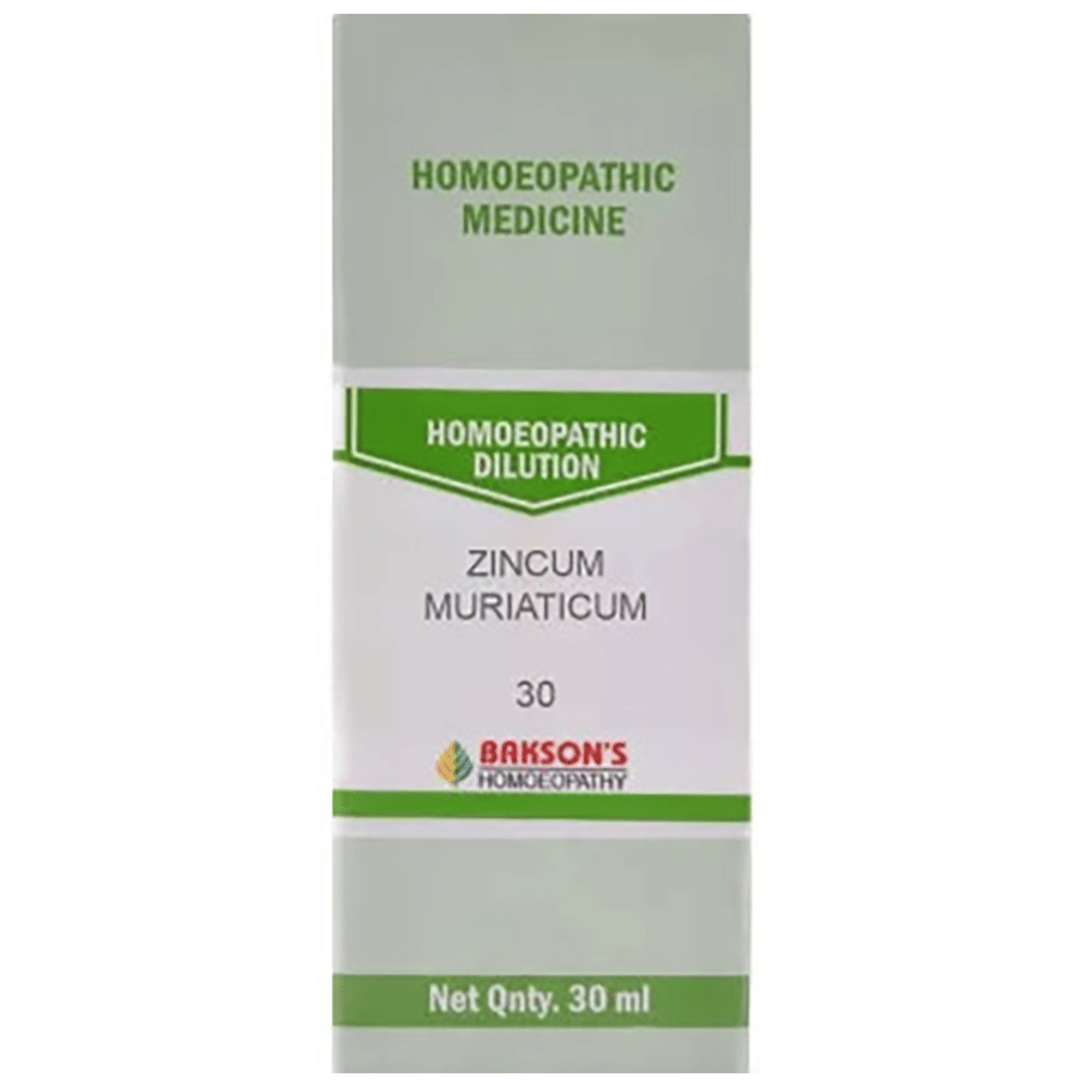 Bakson's Homeopathy Zincum Muriaticum Dilution 30 bottle of 30 ml Dilution