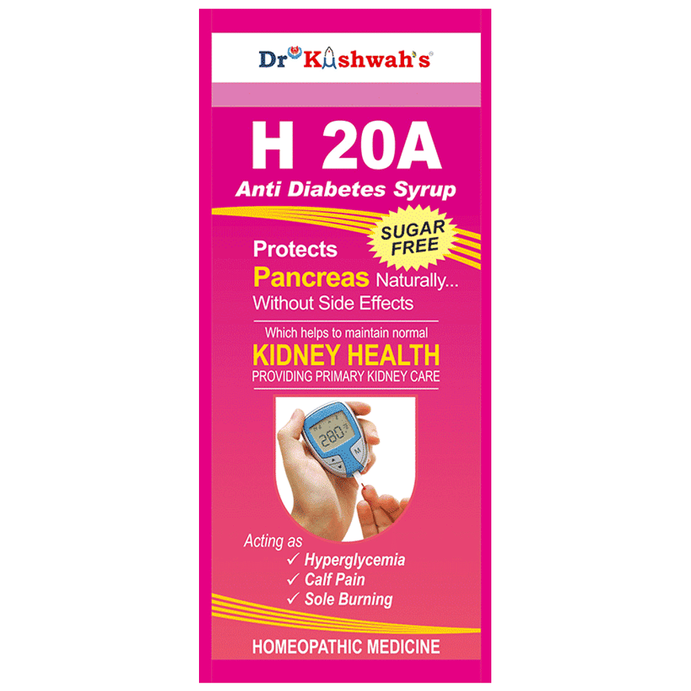 Dr Kushwah's H 20A Anti Diabetes Syrup Sugar Free bottle of 225 ml Syrup
