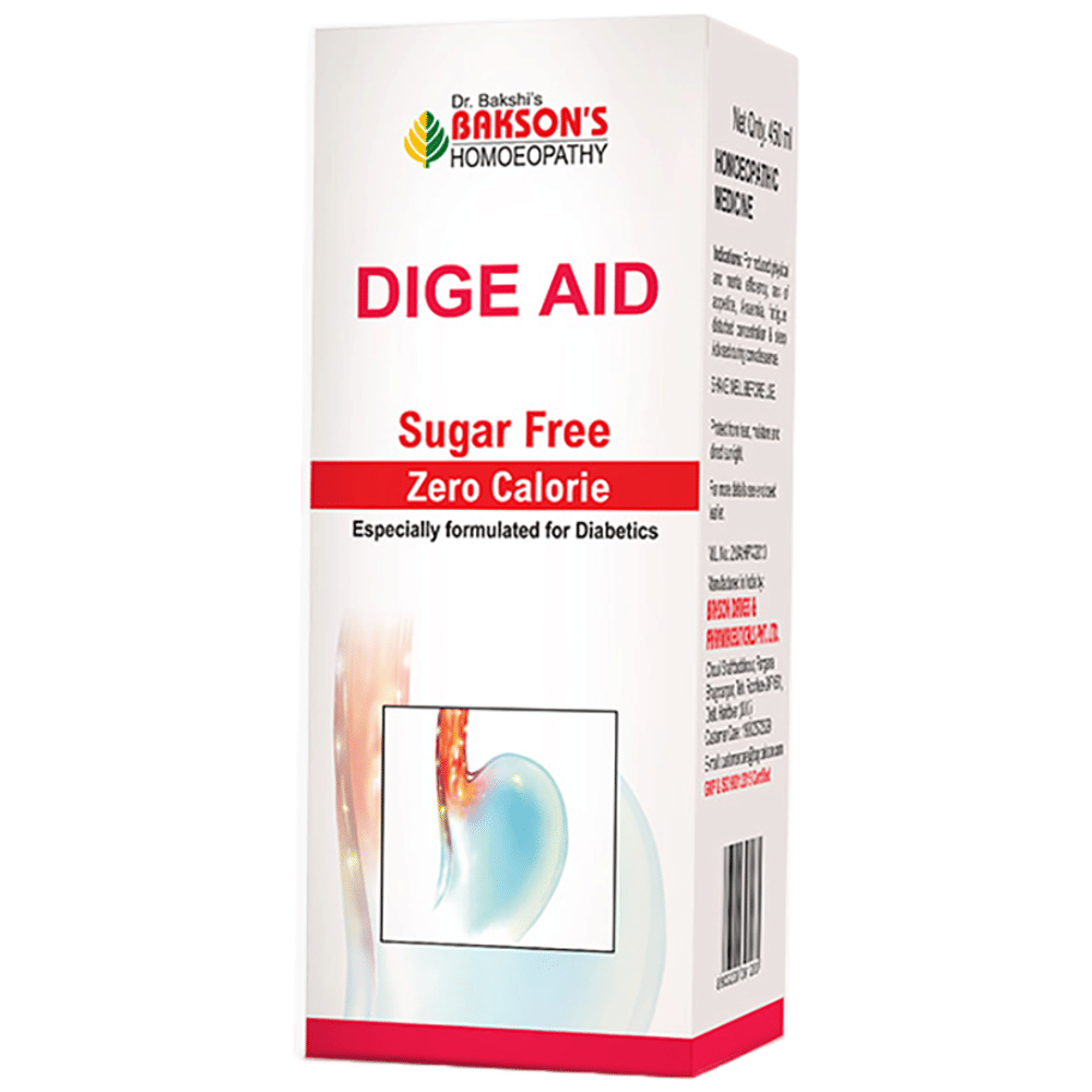 Bakson's Homeopathy Dige Aid Syrup Sugar Free bottle of 450 ml Syrup
