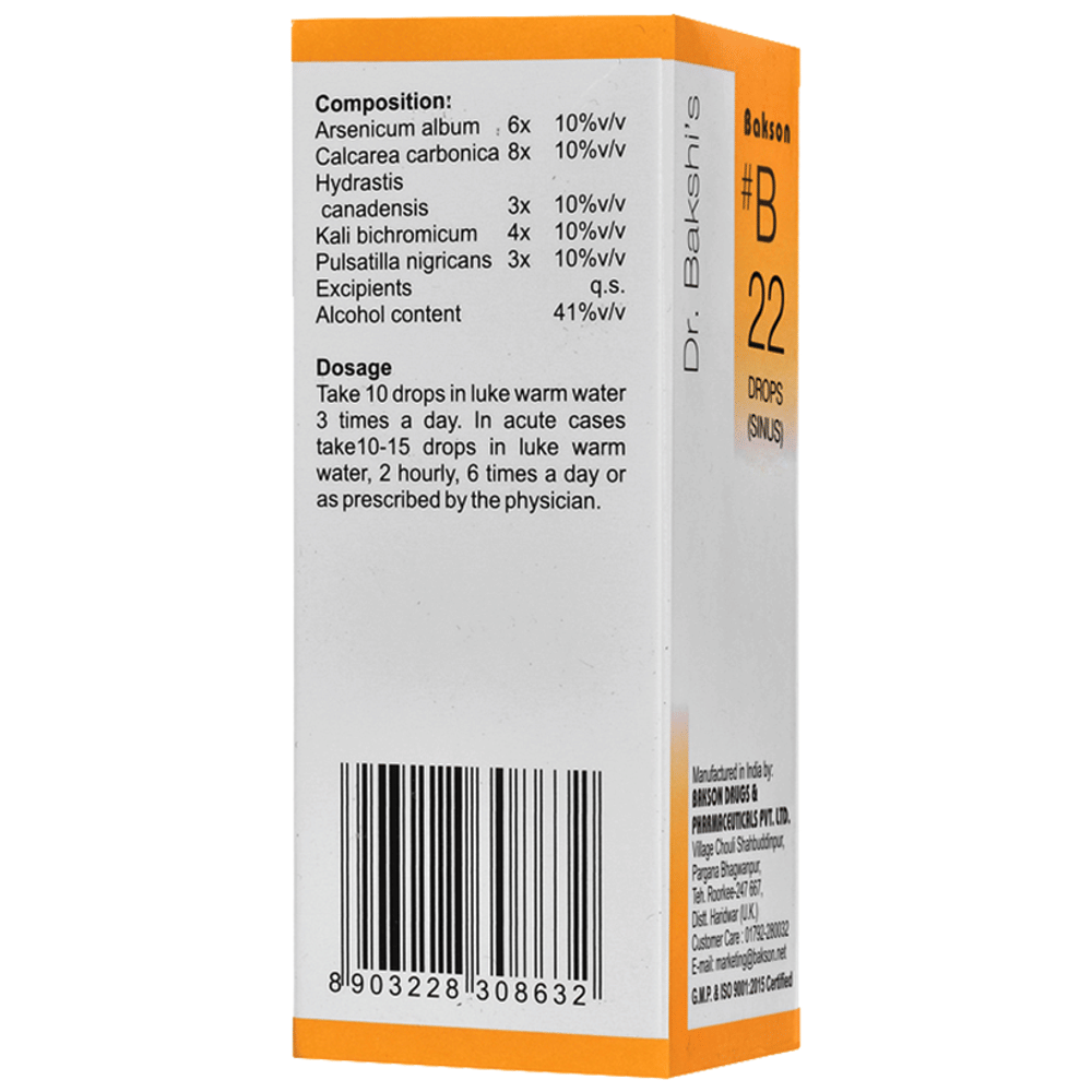 Bakson B22 Sinus Drop bottle of 30 ml Drop