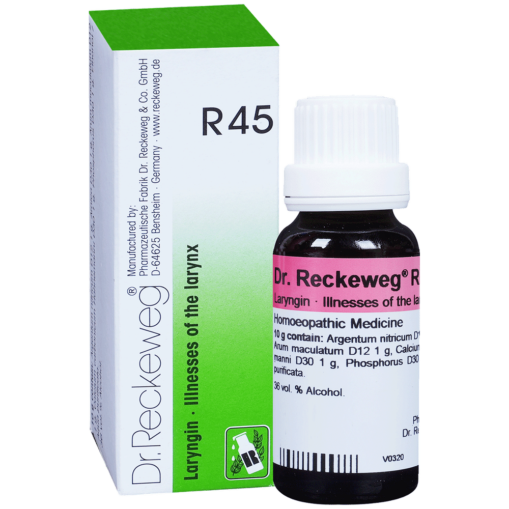 Dr. Reckeweg R45 Illnesses Of The Larynx Drop bottle of 22 ml Drop
