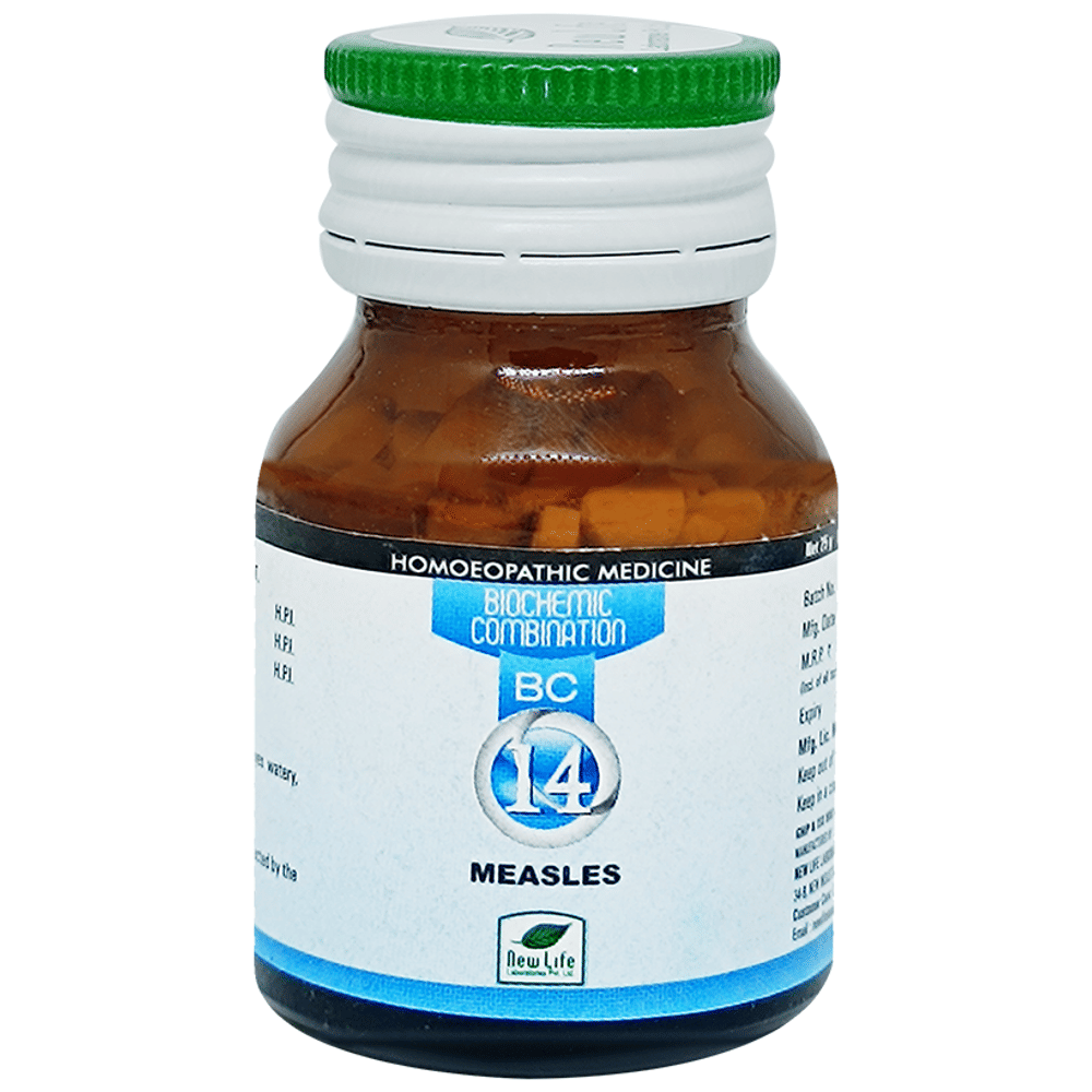 New Life Bio Combination No.14 Measles bottle of 25 gm Biocombination Tablet New Life Bio Combination No.14 Measles bottle of 25 gm Biocombination Tablet