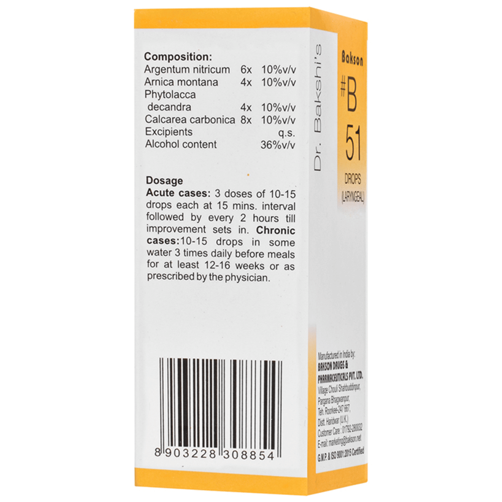 Bakson B51 Laryngeal Drop bottle of 30 ml Drop
