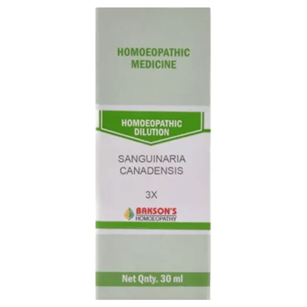 Bakson's Homeopathy Sanguinaria Canadensis Dilution 3X bottle of 30 ml Dilution