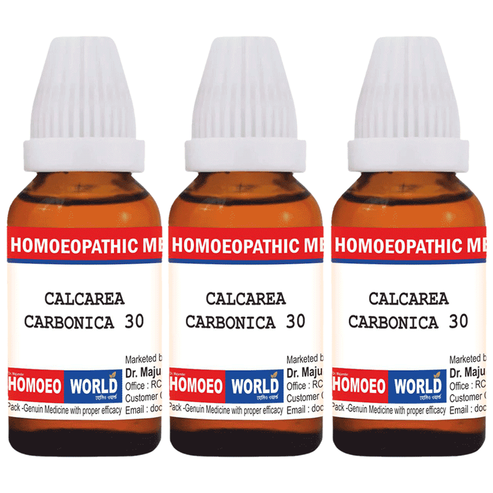 Dr. Majumder Homeo World Calcarea Carbonica Dilution (30ml Each) 30 CH combo pack of 3 Packs