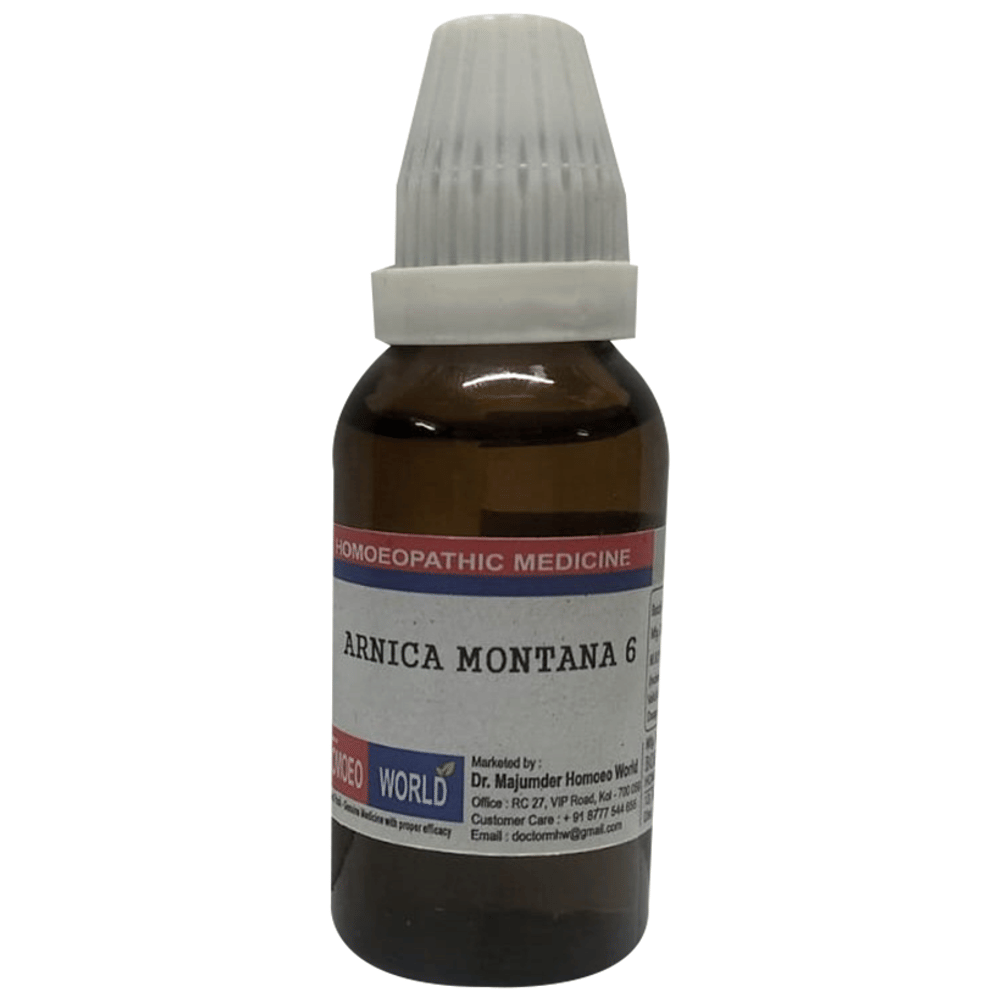 Dr. Majumder Homeo World Arnica Montana Dilution 6 (30ml Each) box of 1 Bottle