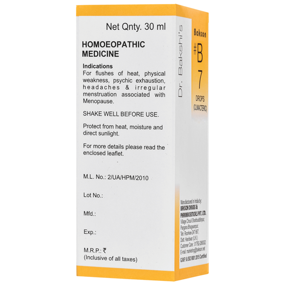 Bakson B7 Climacteric Drop bottle of 30 ml Drop