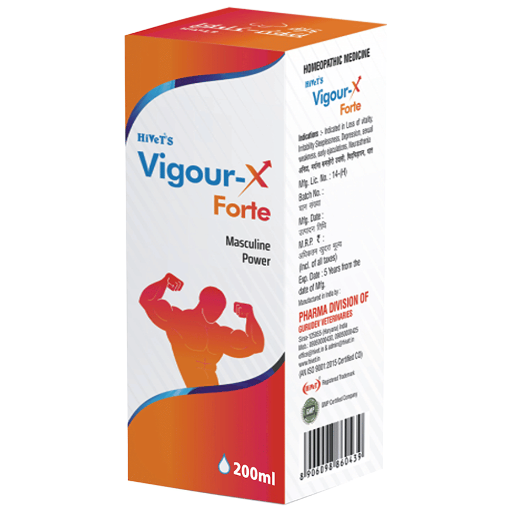 Hivet Vigour-X Forte Syrup bottle of 200 ml Syrup